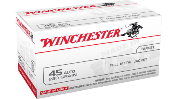 Winchester USA HANDGUN .45 ACP 230 grain Full Metal Jacket Brass Cased