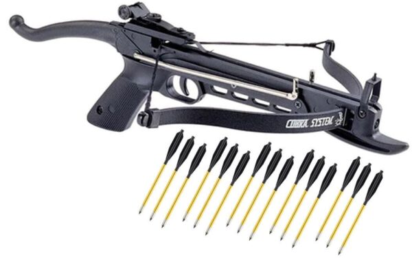 Legacyfirearms:     80lbs Self Cocking Hunting Pistol Crossbow with 15 Metal Arrows Black Cobra Limb Overall pick